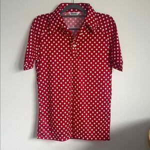 ♥️Etonic Red and Pink Polka Dot Golf Shirt